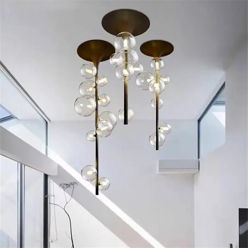 Clear Glass Bubble Chandelier 10-Head Design