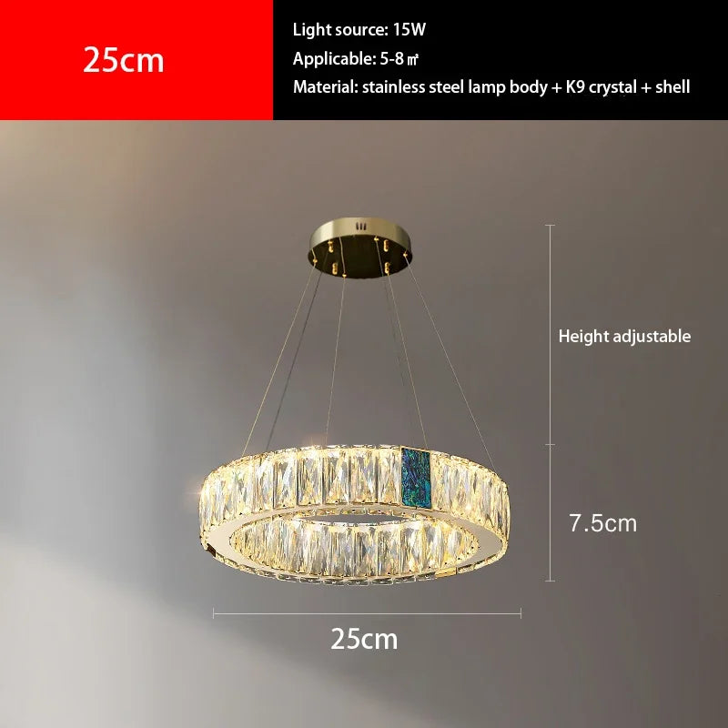 DecorBites™ Crystal Round Ceiling Chandelier LED Lighting Fixtures for Kitchen Dining Room & Villa