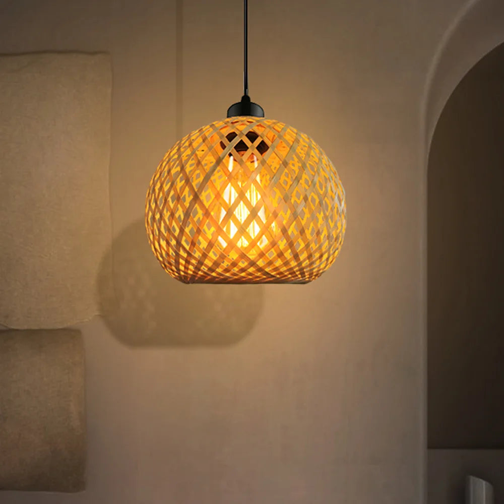 DecorBites™ Bamboo Pendant Light Handmade Rattan