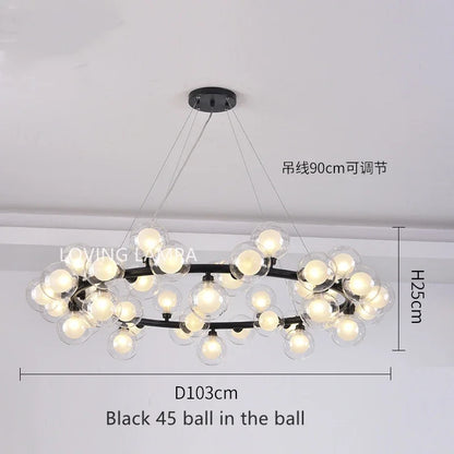 DecorBites™ Glass Ball LED Chandelier Pendant Lamp, Modern Round Design for Home Decor Lighting