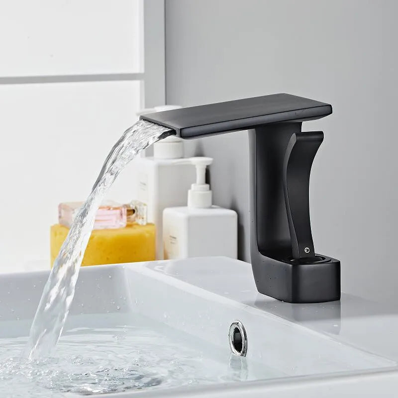 DecorBites™ Gold & Black Brass Bathroom Basin Faucet Cold Hot Water Mixer Sink Tap