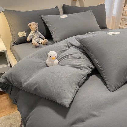 DecorBites™ Cozy Plaid Duvet Cover | Simple Nordic Comforter Cover | Non-Fading Washed Cotton Bedding