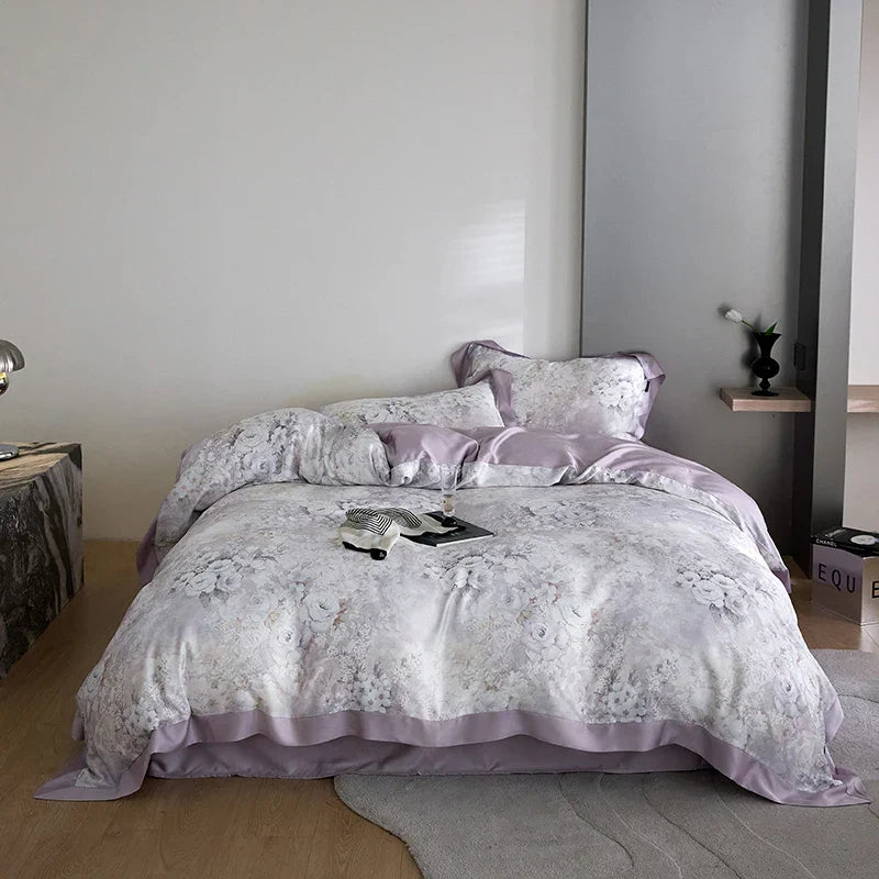 DecorBites™ Eucalyptus Fiber Bedding Set: Duvet Cover, Bed Sheet, Fitted Sheet, Pillowcases