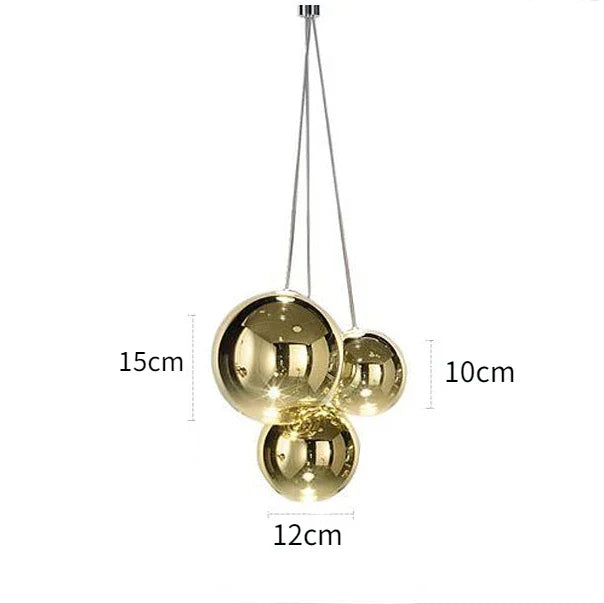 DecorBites™ Glass Ball Pendant Lamp - Modern Chrome Chandelier for Home Dining Bedroom Decor
