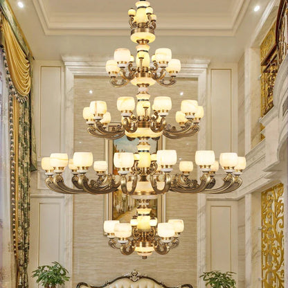 DecorBites™ Jade Chandelier: Stylish Chinese Zen Living Room Lamp for Duplex Building by Guangdong Zhongshan