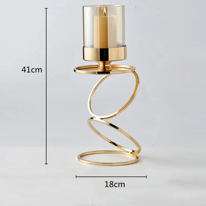 DecorBites™ Gold Metal Frame Glass Candle Holder - Wedding Centerpieces & Home Decor