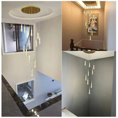 DecorBites™ Crystal LED Chandelier: Modern Loft Art Pendant Lighting for Restaurant, Bar, Staircase