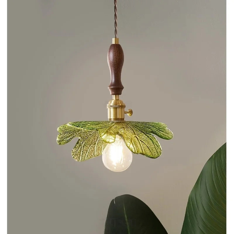DecorBites™ Copper Wood Glass LED Pendant Lamp - French Minimalist Design for Home Decor