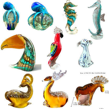 DecorBites™ Handmade Crystal Sika Deer Figurine Blown Glass Animal Craft Home Decor