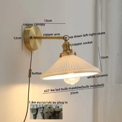 DecorBites™ Glass Copper LED Wall Lights Modern Style for Indoor Bedroom Living Room