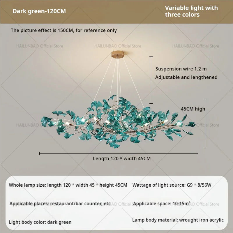 DecorBites™ Gingko Leaf Chandelier: Modern Luxury Art Decor for Home, Restaurant & Bar