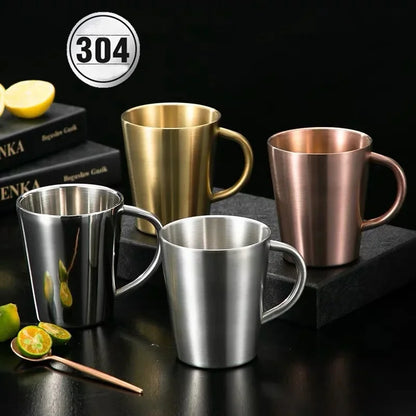 DecorBites™ Double-Layer Stainless Steel Thermal Mug with Handle for Coffee and Beer