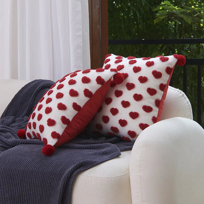 Embroidered Heart Cushion Covers