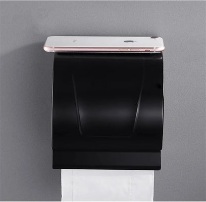 DecorBites™ Black Carved Aluminum Bathroom Tissue Holder Toilet Paper Roll Rack
