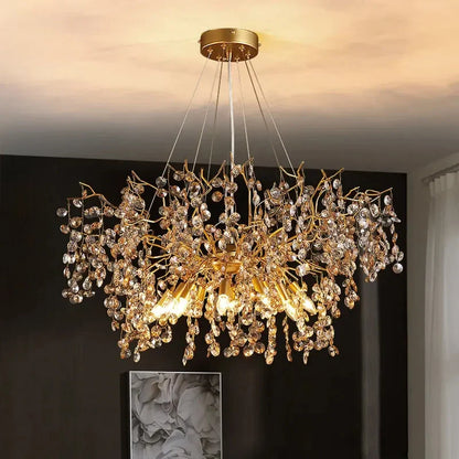 DecorBites™ Crystal LED Chandelier 60/80/100 cm Golden Luxury Lamp for Dining & Living Room