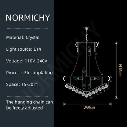 Modern Crystal Staircase Chandelier in Gold or Black