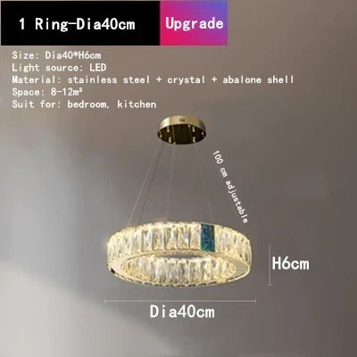 DecorBites™ Crystal Round Ceiling Chandelier LED Pendant for Kitchen Dining Room Villa