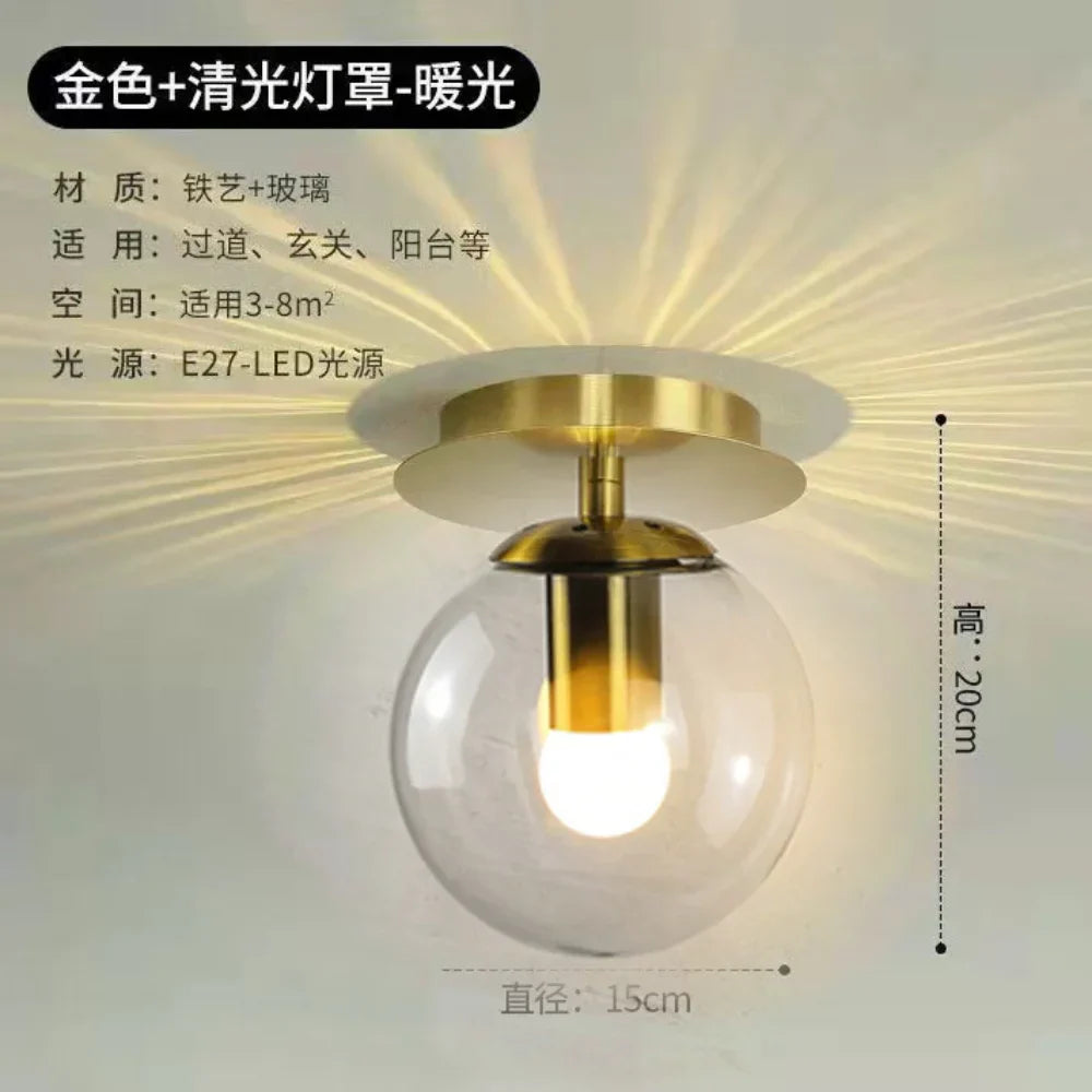 Gold Ball Glass Ceiling Lamp
