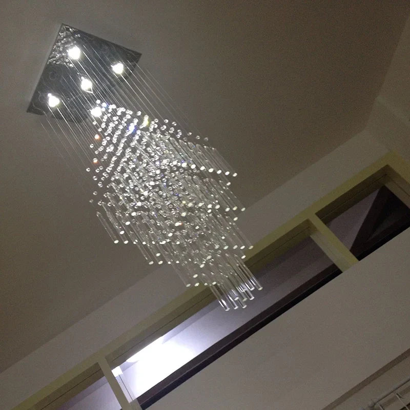 DecorBites™ Crystal Ceiling Chandelier Modern Living Room Lighting Fixture Loft Staircase Lustre