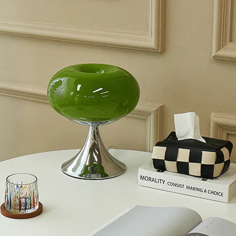 DecorBites™ Glass Bauhaus LED Table Lamp for Warm Living Room, Bedroom, Study & Work