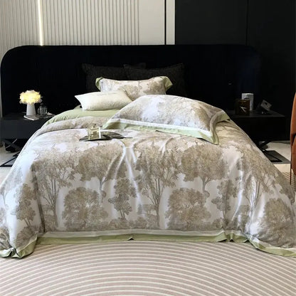 DecorBites™ Jungle Print Flowers Bedding Set: Silky Soft Duvet Cover, Sheet Set, Pillowcase