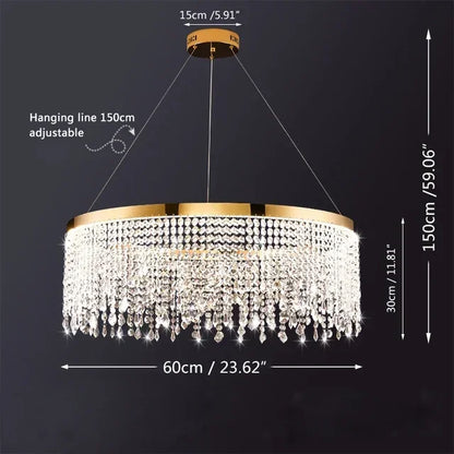 DecorBites™ Crystal Circle LED Chandelier for Luxury Living Room Décor