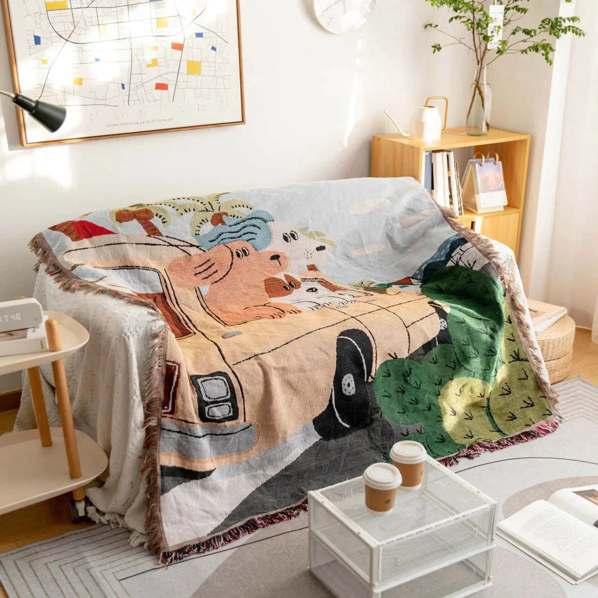Tapestry Knit Sofa Blanket