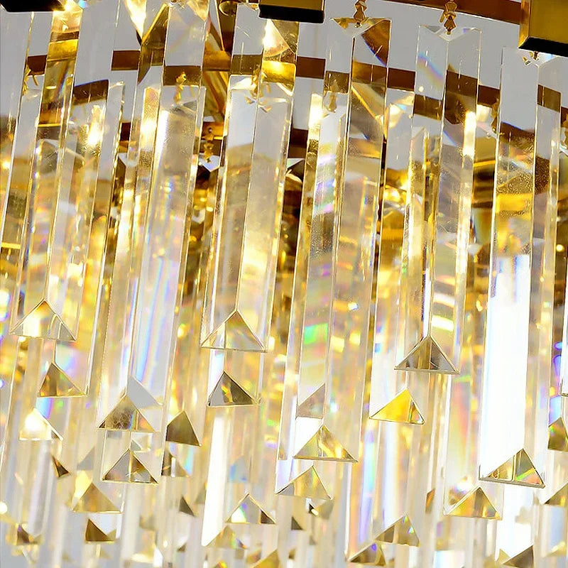 Gold Round Crystal Chandelier 72cm Hanging