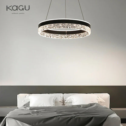 DecorBites™ Crystal Rings LED Chandelier Black&White Frame