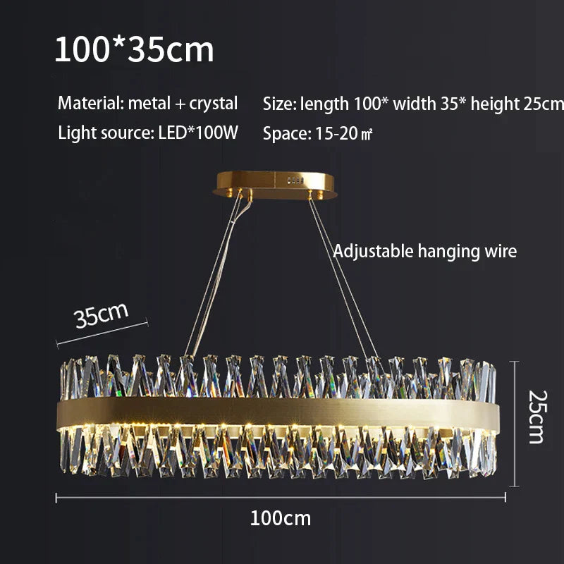 Crystal LED Ceiling Chandelier Oval 100cm