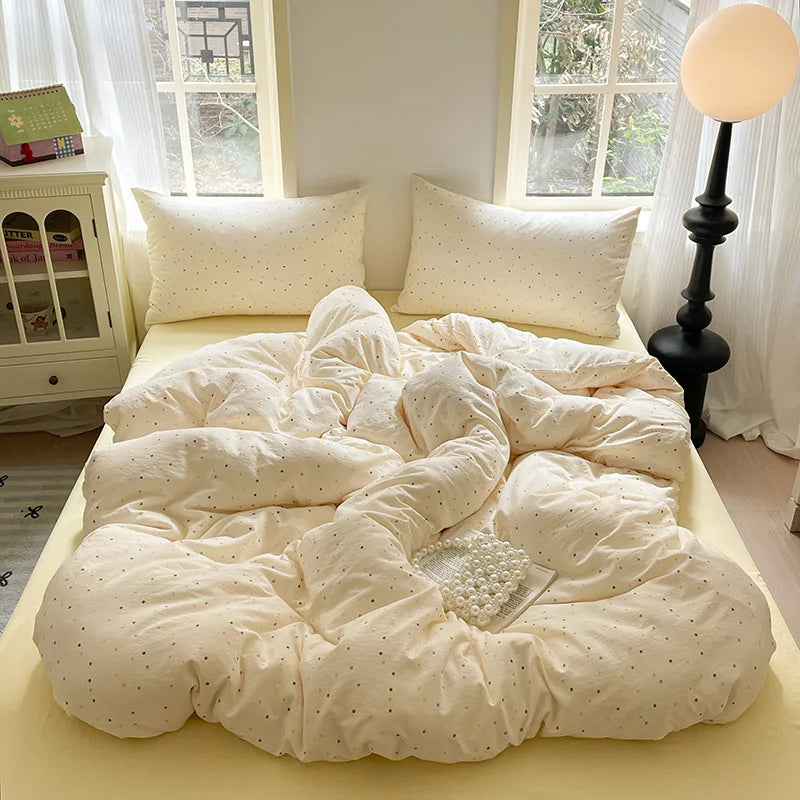 DecorBites™ Cotton Flower Print Bedding Set - Romantic High-Density Comforter for Adults