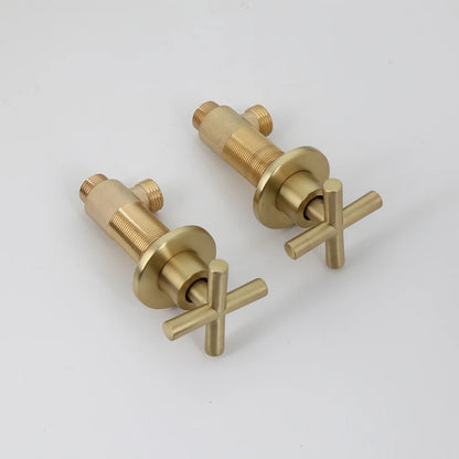 JIENI 8 Inch Brushed Gold Rainfall Shower Faucet Sets Wall Mounted Bathroom Round & Square Head 2 Handles Control Mixer Shower