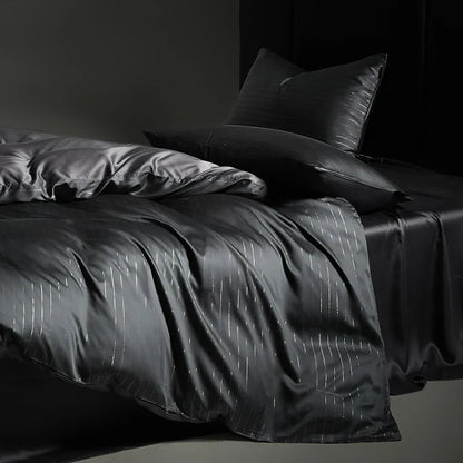 DecorBites™ Eucalyptus Fiber Dark Gray Bedding Set: Soft, Silky Duvet Cover, Bed Sheet, Pillowcases