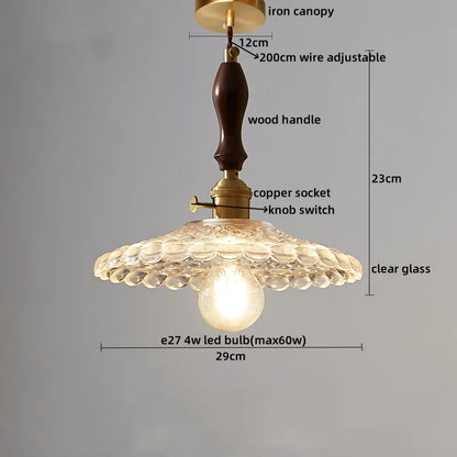 DecorBites™ Clear Glass Pendant Lamp Japanese Style LED Hanging Lights
