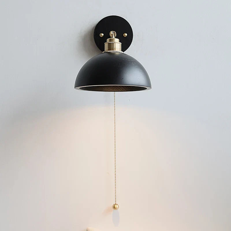 DecorBites™ LED Wall Light Fixture Modern Black Wood Copper Sconce