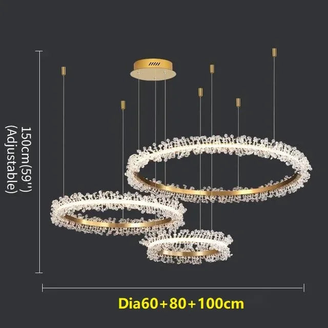 DecorBites™ Crystal Gold Ring LED Chandelier for Home Decoration Luxurious Living Room Dining Bedroom
