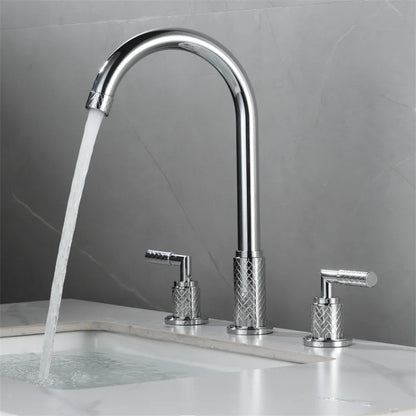DecorBites™ Black Brass Basin Faucet with Waterfall Effect and 3-Hole Design