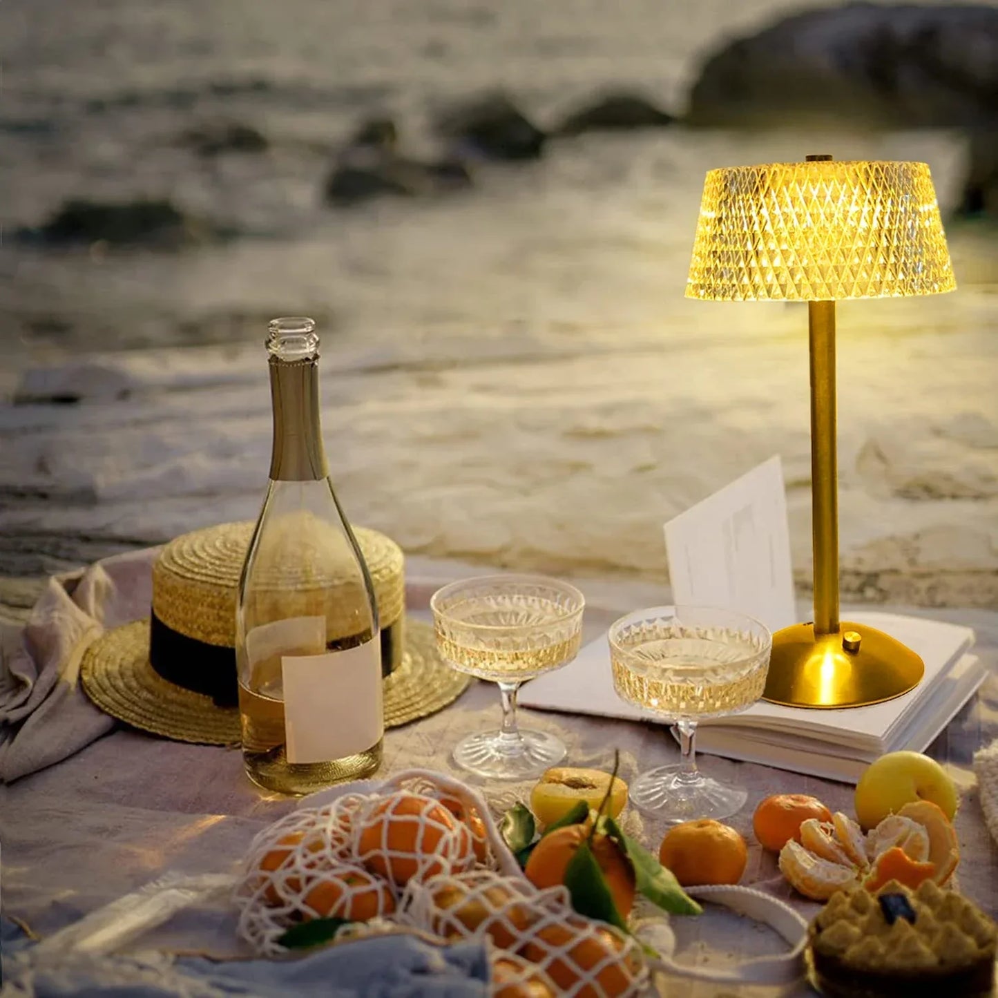 DecorBites™ Diamond Crystal Table Lamp: Retro LED Night Light for Bedroom, Office, Hotel