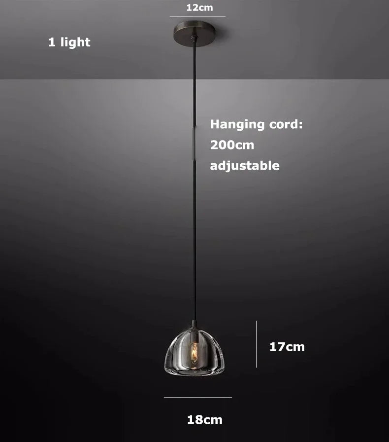 DecorBites™ Black Brass Retro Crystal Copper LED Ceiling Pendant for Home Lighting