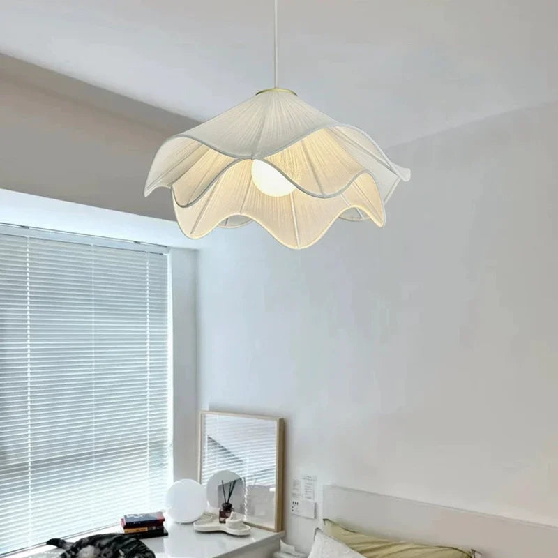 DecorBites™ Cream Fabric LED Pendant Lights - Nordic Minimalist Style Chandelier for Home Decor