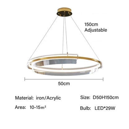 DecorBites™ Gold Ring Chandelier LED Pendant Light Modern Hanging Lamp for Home Decoration