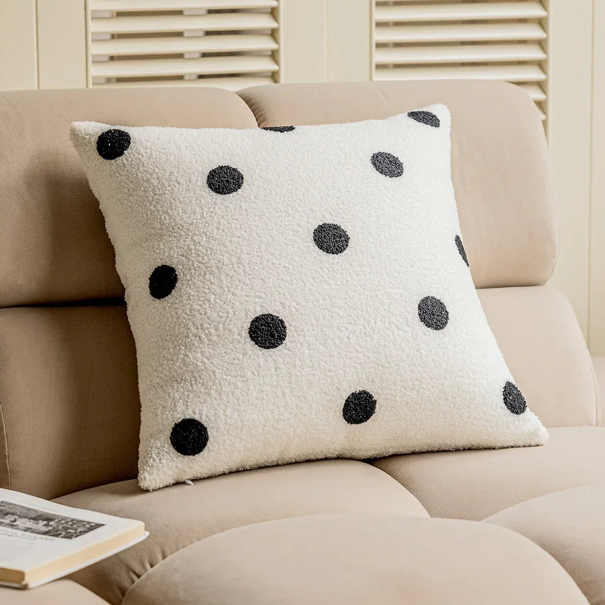 DecorBites™ Geometric Embroidery Plush Cushion Cover Brown Decorative Sofa Pillow Case