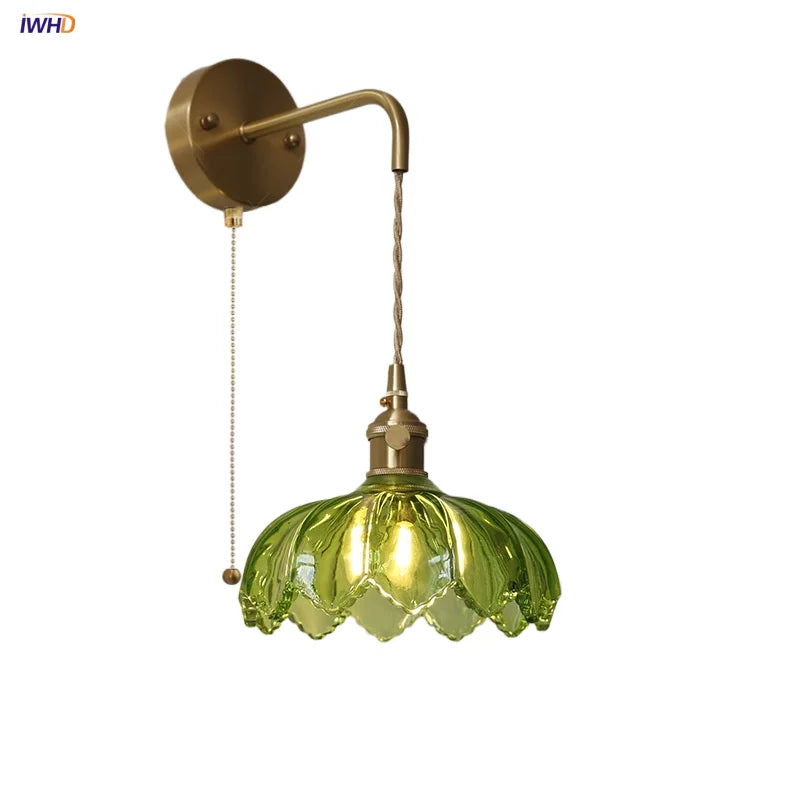 Green Glass LED Wall Light Knob Switch Design