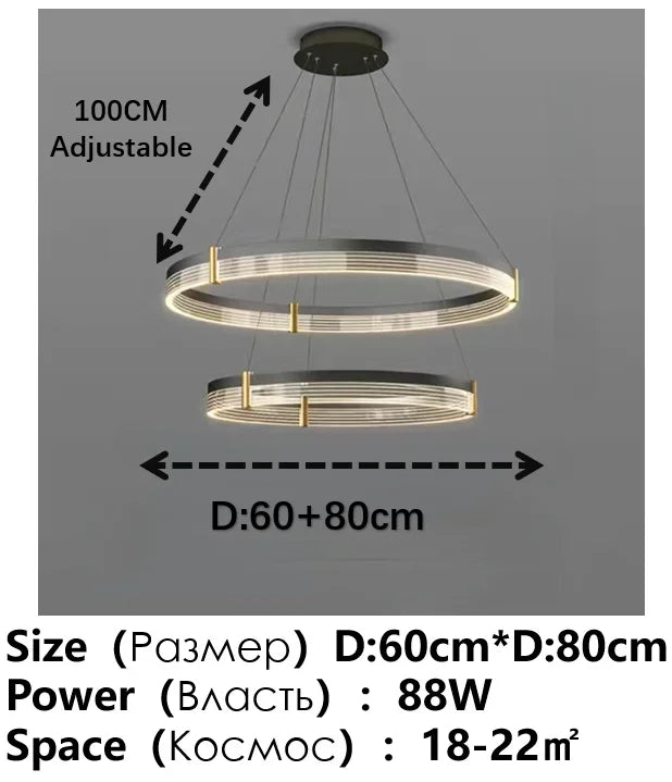 DecorBites™ Black Acrylic LED Pendant Light for Modern Home Decor