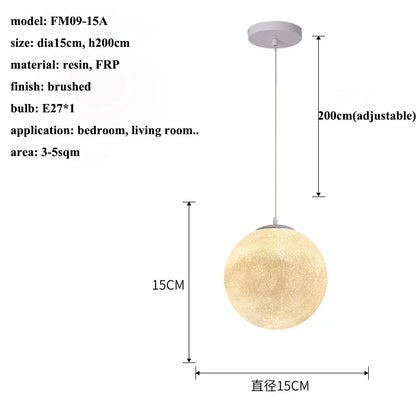 DecorBites™ Cream Moon LED Pendant Chandelier: Modern Living Room Kitchen Bedroom Lighting