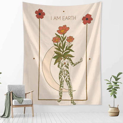 DecorBites™ Botanical Girl Tarot Astrology Tapestry Wall Hanging for Boho Wicca Aesthetic Decor