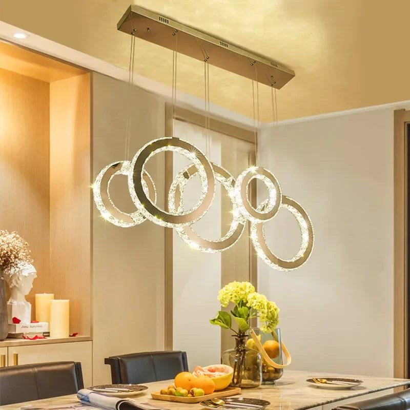 DecorBites™ Crystal Circle LED Pendant Chandelier for Dining Room