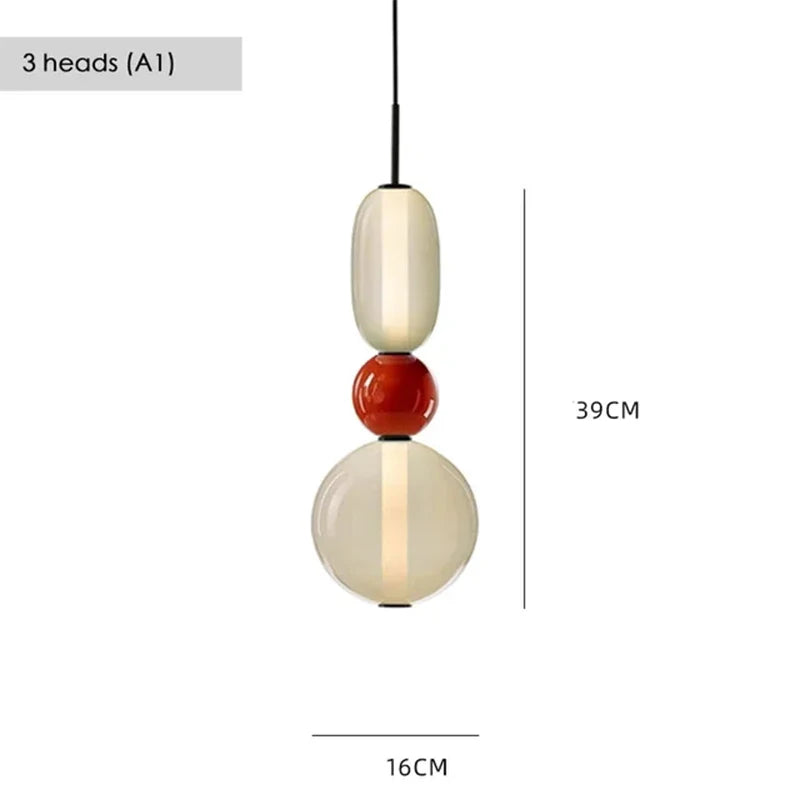 Italian Candy Glass Pendant Light in Black or White