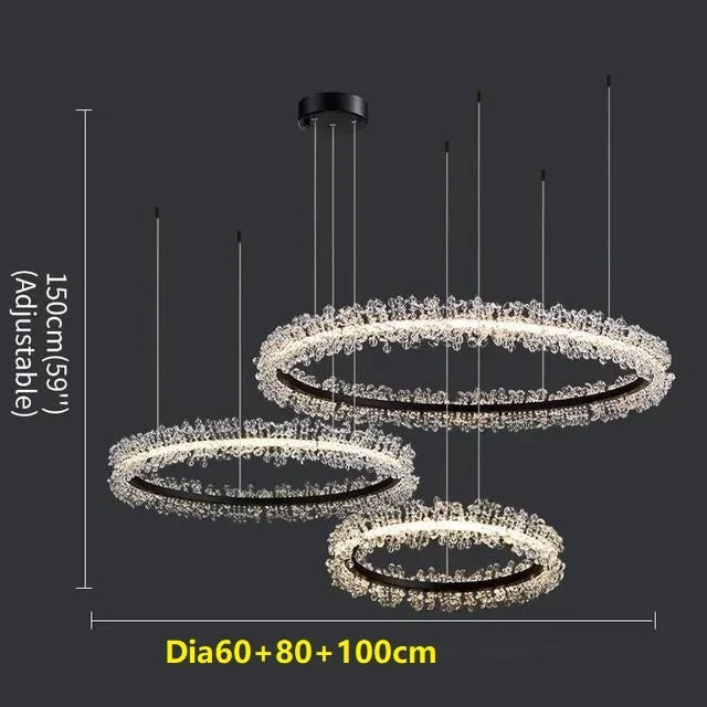 DecorBites™ Crystal Gold Ring LED Chandelier for Home Decoration Luxurious Living Room Dining Bedroom