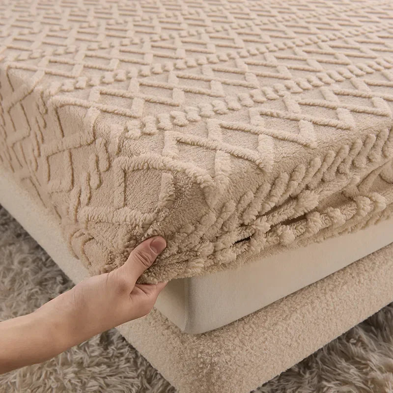 DecorBites™ Cozy Tafu Fleece Queen Bed Sheet with Elastic Band